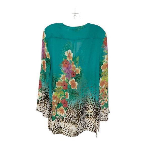 Soft Surroundings Large long Rolltab Sleeve 1/4 Button Down Floral Tunic - Picture 5 of 7